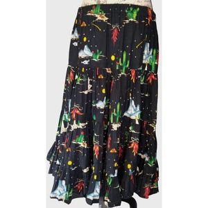 80's Vintage Country Rags Broomstick Boho Peasant Hippie Skirt Cactus Coyote